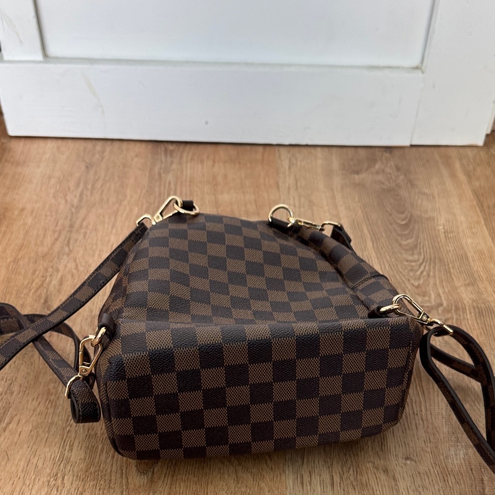 Brown Checkered Mini Backpack - image 2